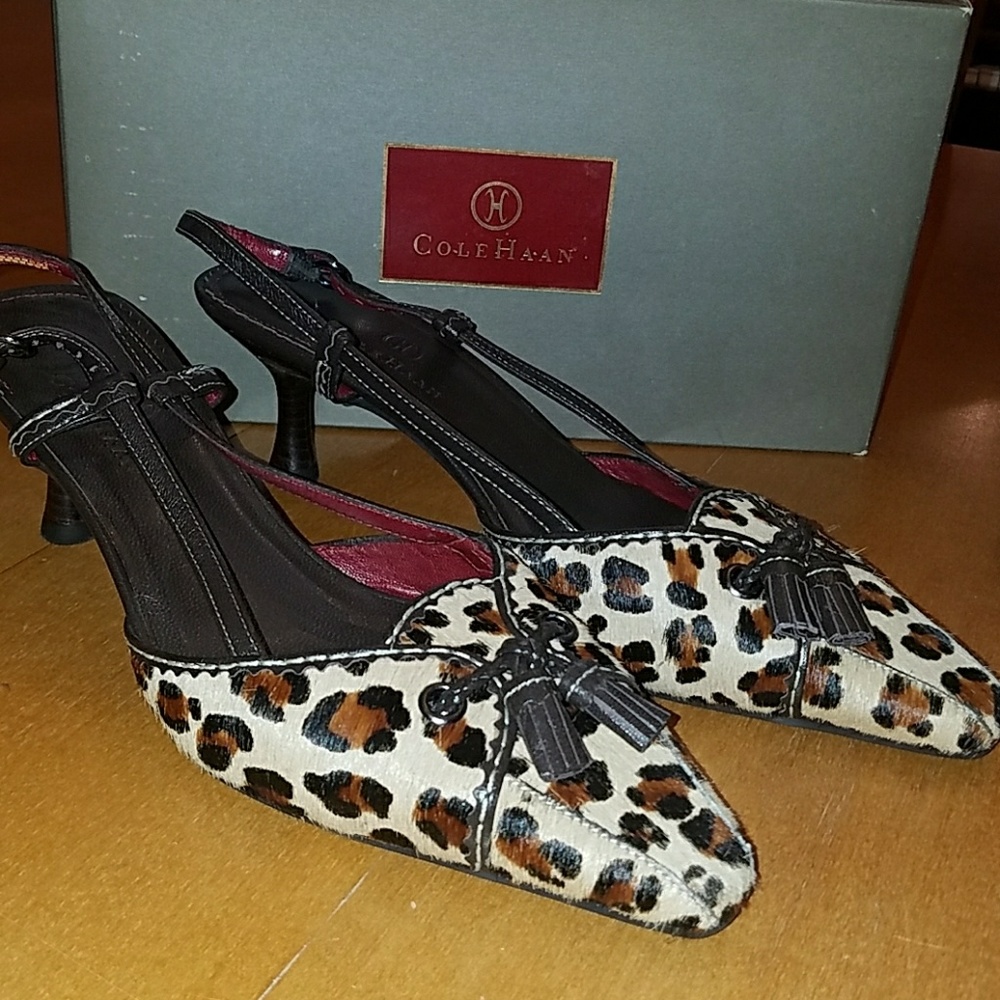 NIB Cole Haan Camdyn Leopard Slingback Heels